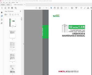 Heli G2 Series 1-3.5t Counterbalanced Forklift Engine Operation &amp; Maintenance Manual – PDF DOWNLOAD