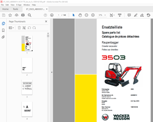 Wacker Neuson 3503 Crawler Excavator Parts Manual 1000142100 - PDF DOWNLOAD 