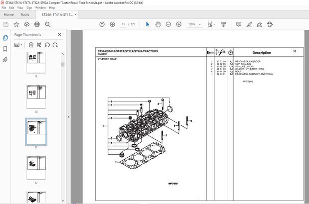 AGCO® NA ST34A ST41A ST47A ST52A ST60A COMPACT TRACTOR Repair Time Schedule Manual 79033453C – PDF 