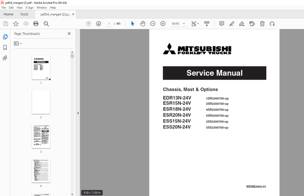 Mitsubishi Forklift  EDR13N-24V  ESR18N-24V ESR20N-24V ESS15N-24V ESS20N-24V Service Manual PDF