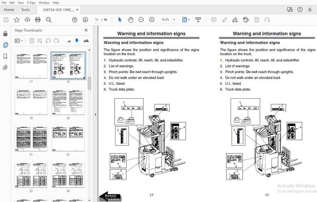 BT FORKLIFT RRX35/45, RDX30, RSX40/50 OPERATOR&#x27;S MANUAL 306754-000 - PDF DOWNLOAD