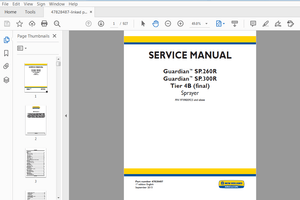 New Holland Sprayer Guardian SP260R, SP300R Tier 4B Service Manual