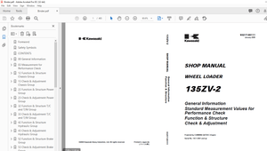 Kawasaki WHEEL LOADER 135ZV-2 SHOP MANUAL 93217-00111