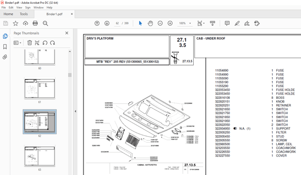 Laverda 205 REV Agricultural Tractor Parts Manual 551300085-551300152 – PDF DOWNLOAD
