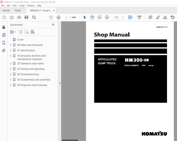 Komatsu HM350-2R Dump Truck Shop Manual SEN03017-13 - PDF DOWNLOAD 