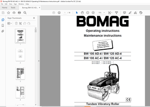 Bomag BW 100 AD-4 BW 120 AD-4 BW 100 AC-4 BW 120 AC-4 Roller Operating &amp; Maintenance Manual PDF 