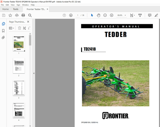Frontier Tedder TD2418 Operator’s Manual(5PQ990106) – PDF DOWNLOAD