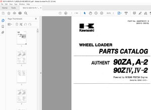 Kawasaki WHEEL LOADER 90ZA, A-2 90ZW,W-2 Parts Manual 93313- 00019