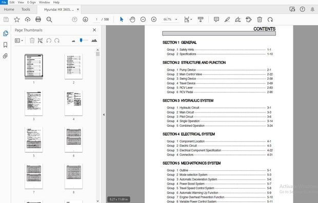 Hyundai HX 360L Crawler Excavator (India) Service Manual 2023 PDF