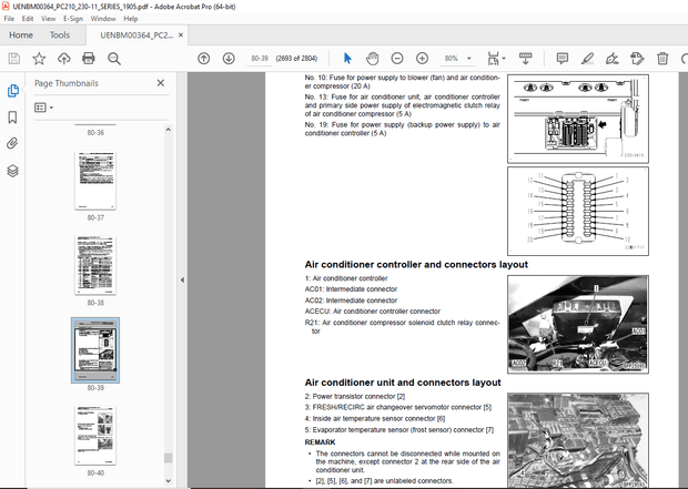 Komatsu PC210-11,PC210LC-11,PC210NLC-11,PC230NHD-11 Hydraulic Excavator Shop Manual UENBM00364 - PDF