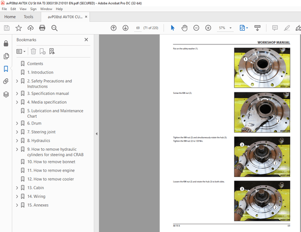 Ammann AV 70 X Tandem Roller Workshop Manual SN 3003159 PDF
