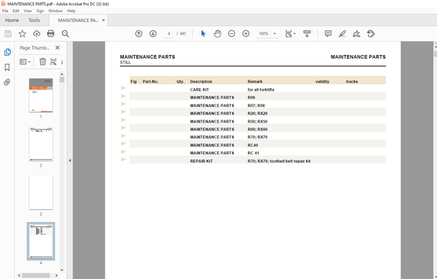 Still STED Forklift Electric Fork Truck Maintenance Parts List Manual – PDF DOWNLOAD