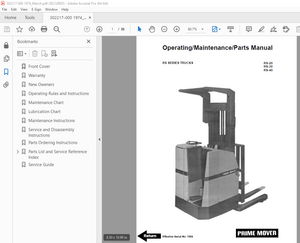 BT Prime-Mover RS Series Truck RS-20 RS-30 RS-40 Operating Maintenance &amp; Parts Manual - PDF DOWNLOAD