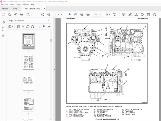 Yale Forklift A876 (GLPGDP165-280DA) Service Manual – PDF DOWNLOAD