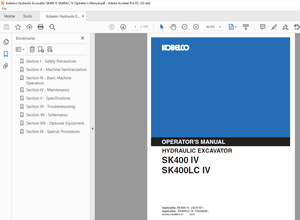 Kobelco SK400 IV SK400LC IV Hydraulic Excavator Operator’s Manual – PDF DOWNLOAD