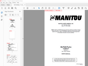 Manitou Forklift MLT526 Turbo COMPACT SERIES A Parts Manual  - PDF DOWNOAD