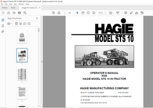 Hagie Hi-Tractor STS 10 Operator’s Manual 493307 – PDF DOWNLOAD