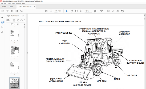 Bobcat Toolcat™ 5600 Utility Work Machine Service Manual SN A94Y11001 &amp; Above – PDF DOWNLOAD