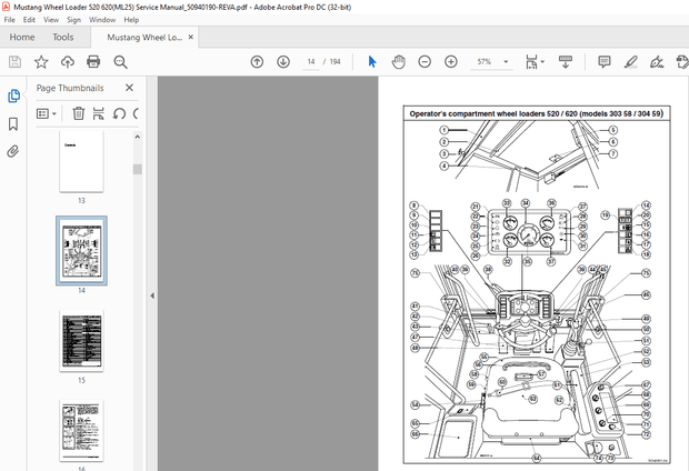 Mustang Wheel Loader ML52 Service Manual(50940190) – PDF DOWNLOAD