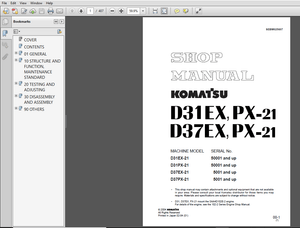 Komatsu D31EX-21, D31PX-21, D37EX-21, D37PX-21 Bulldozer Workshop Service Repair Manual PDF DOWNLOAD