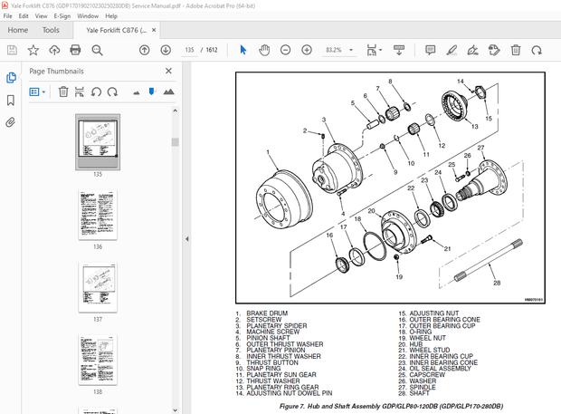 Yale Forklift C876 (GDP170190210230250280DB) Service Manual – PDF DOWNLOAD