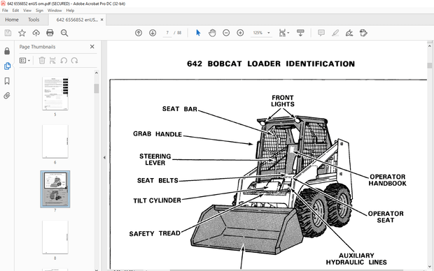 Bobcat 642 Loader Operation &amp; Maintenance Manual 6556852 - PDF DOWNLOAD