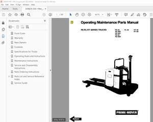 BT Prime-Mover PE-45 PE-45R PE-45C PE-60 PE-60R PL-45 HT-45 HT-60 Operating &amp; Parts Manual PDF
