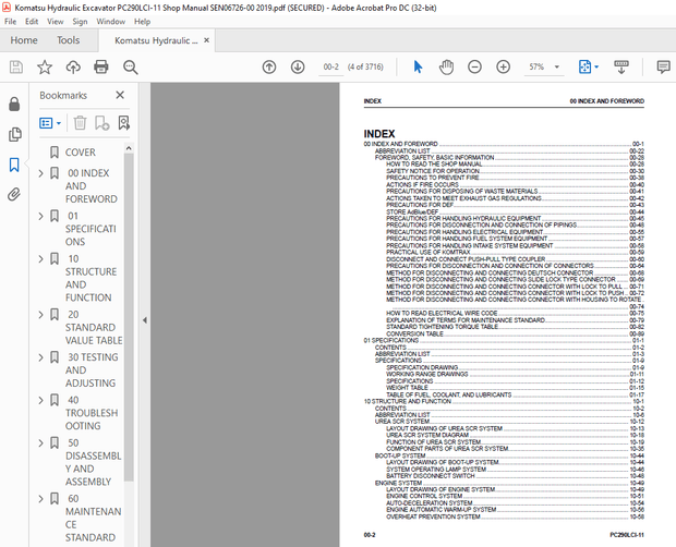 Komatsu PC290LCI-11 Hydraulic Excavator Shop Manual SEN06726-00 – PDF DOWNLOAD