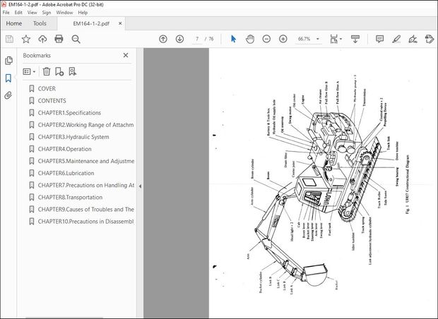 Hitachi Hydraulic Excavator UH07 Operation Manual(EM164-1-2) – PDF DOWNLOAD