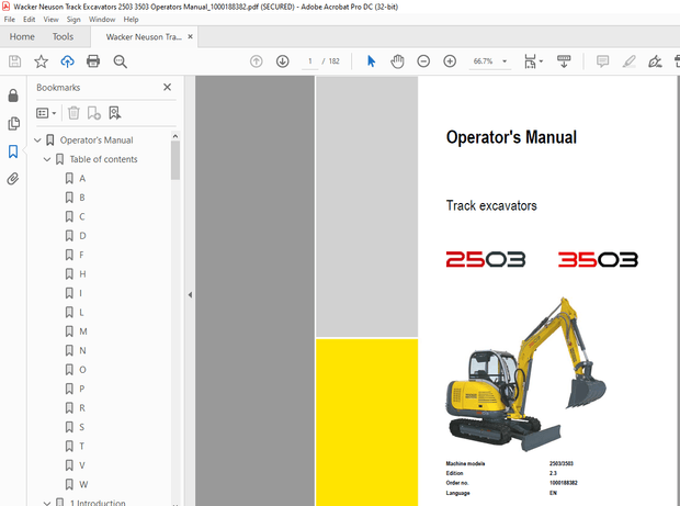 Wacker Neuson Track Excavators 2503 3503 Operators Manual_1000188382 – PDF DOWNLOAD