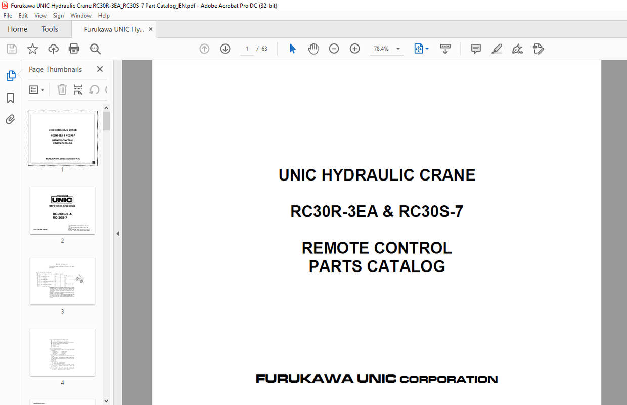 Unic Remote Control FURUKAWA UNIC HYDRAULIC CRANE RC30R-3EA & RC30S-7 REMOTE CONTROL PARTS ...