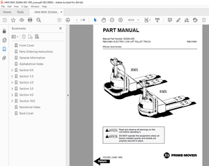 BT Prime Mover RXM HMX Electric Low Lift Pallet Truck Parts Manual PN 302064-005 - PDF DOWNLOAD