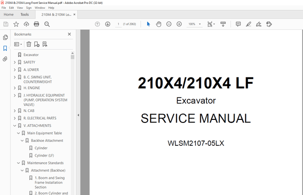 Link-Belt 210X4/210X4 LF Excavator REPAIR WORKSHOP MANUAL WLSM2107-05LX - PDF DOWNLOAD