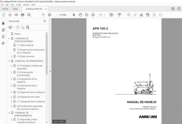 AMMANN AFW 150-2 MANUAL DE MANEJO 3004327 PDF