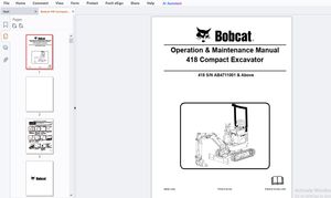 Bobcat 418 Compact Excavator Operation &amp; Maintenance Manual 6986852 - PDF DOWNLOAD