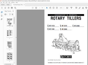 Frontier Rotary Tillers RT 1173 RT 1273 RT 2293 RT 1181 RT 2283 Operator’s Manual(F07010857) – PDF 
