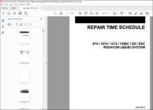 Ag Chem 874 1074 1274 1286C SS SSC Rogator Liquid System Repair Time Schedule Manual AG331636A – PDF