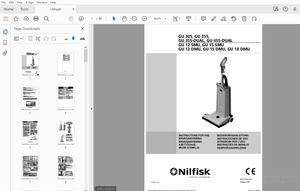 NILFISK GU305,GU355,GU355-DUAL,GU455-DUAL GU12SMU,GU15SMU INSTRUCTIONS FOR USE MANUAL - PDF