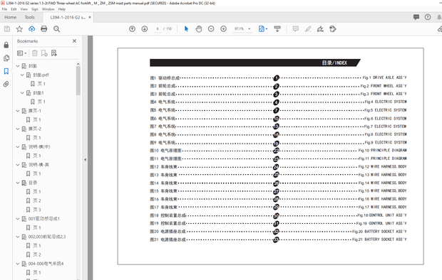 Heli G2 Series 1.5t-2.t Three-Wheel Battery Counterbalanced Forklift Trucks Parts Manual – PDF  