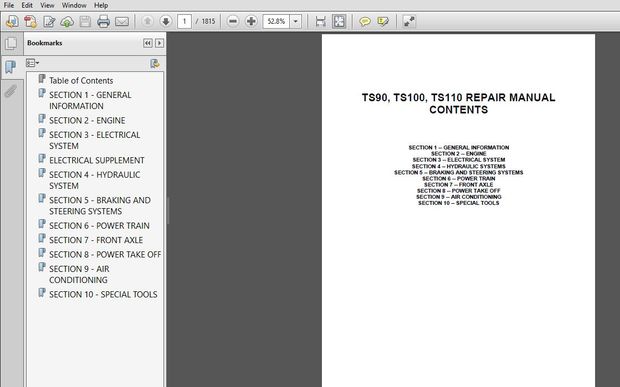 New Holland TS90,TS100,TS110,TS115 Tractors Service Repair Manual (86572172)