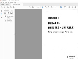Hitachi Hydraulic Excavator UH14LC-2 UH171LC UH172LC Long Parts List Manual(P1239-BL-3 PDF