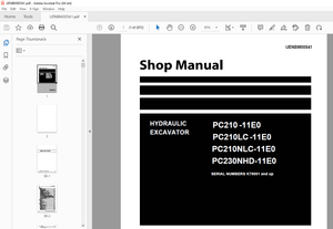 Komatsu PC210-11E0,PC210LC-11E0,PC210NLC-11E0,PC230NHD-11E0 Hydraulic Repair Service Manual  PDF