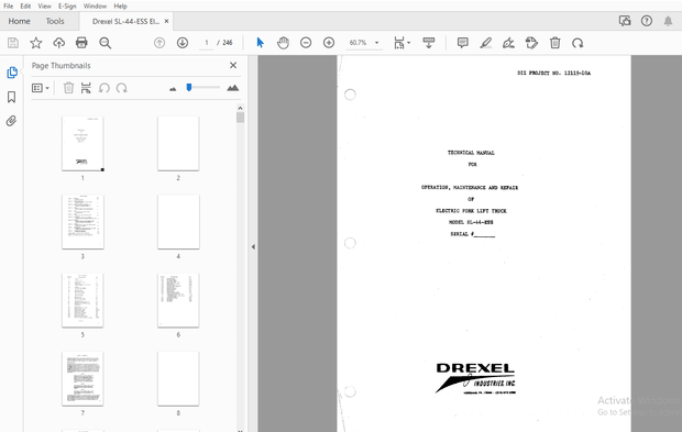 Drexel SL-44-ESS Electric Forklift Truck Operation &amp; Maintenance Manual 12119-10A – PDF DOWNLOAD