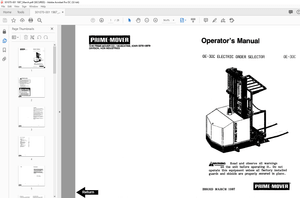 BT Prime-Mover Forklift OE-30C Electric Order Selector Operator`s Manual - PDF DOWNLOAD