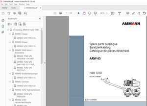 Ammann ARW 65 Hatz 1D42 Walk Behind Roller Parts Manual 11003438 PDF