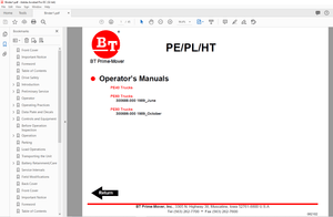BT Prime-Mover PE80 Electric Low Lift Truck Operator Manual – PDF DOWNLOAD