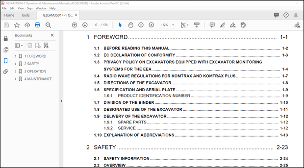 Komatsu Hydraulic Mining Excavator PC7000-11 Operation &amp; Maintenance Manual – PDF DOWNLOAD