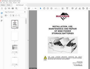 CAT BUCYRUS MINE POWER STORAGE BATTERIES INSTALLATION, USE, MAINTENANCE &amp; REPAIR MANUAL - PDF 