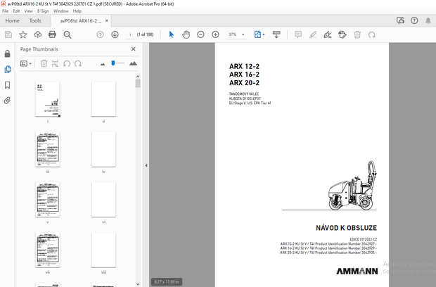 AMMANN ARX 12-2 ARX 16-2 ARX 20-2 TANDEMOVÝ VÁLEC NÁVOD K OBSLUZE - PDF