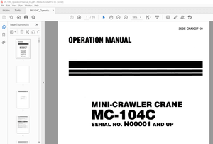 Maeda MC-104C Mini Crawler Crane Operation Manual SN N00001 and up – PDF DOWNLOAD